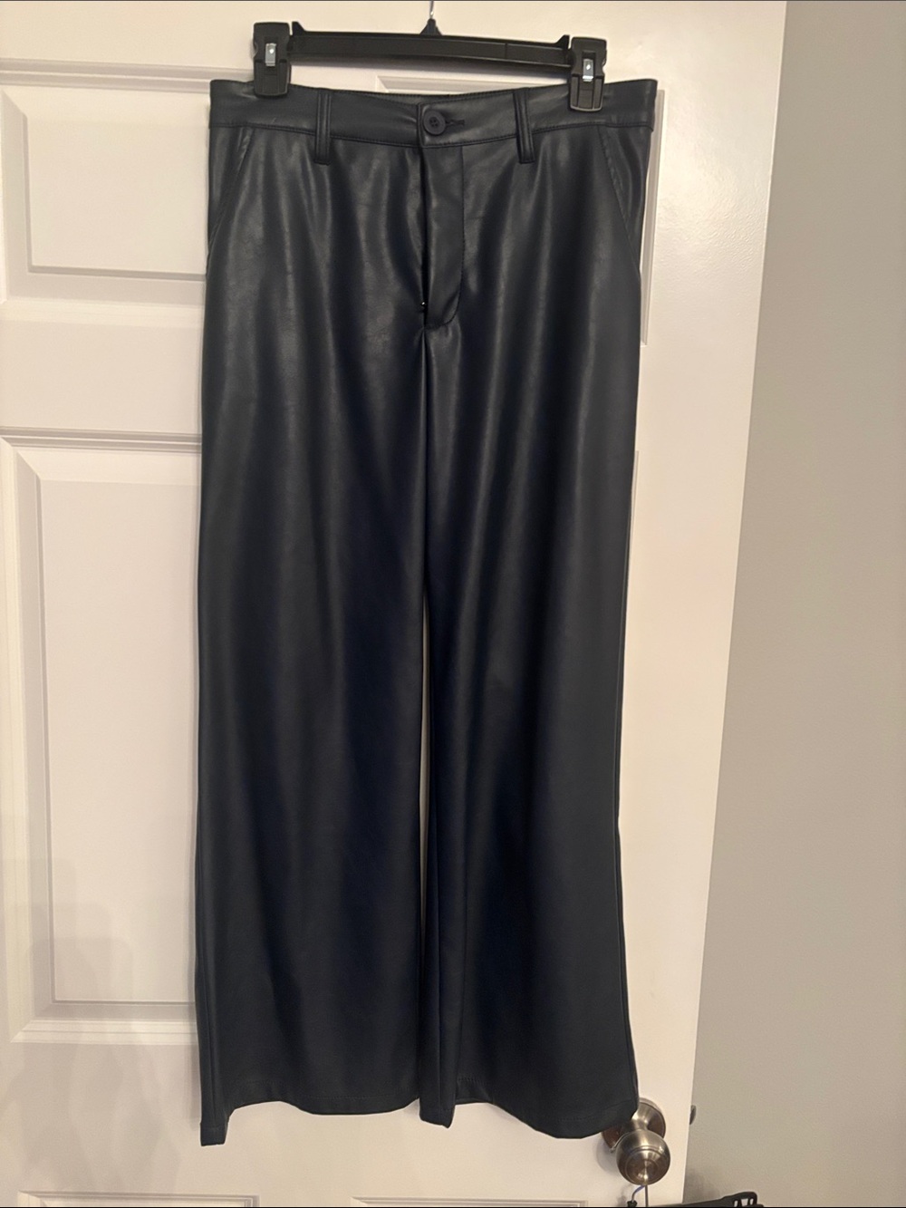 Kut from the Kloth Men's Black Faux Leather Wide-Leg Pants
